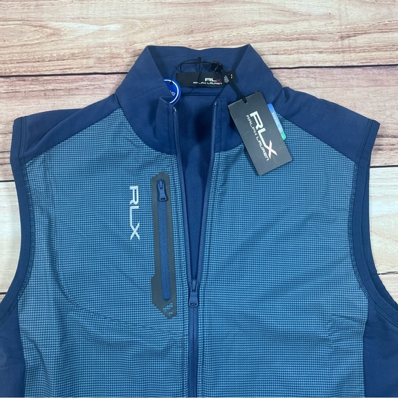 NWT RLX Ralph Lauren Golf Men’s Performance French Terry Vest Size S Blue 178$ - Picture 2 of 11